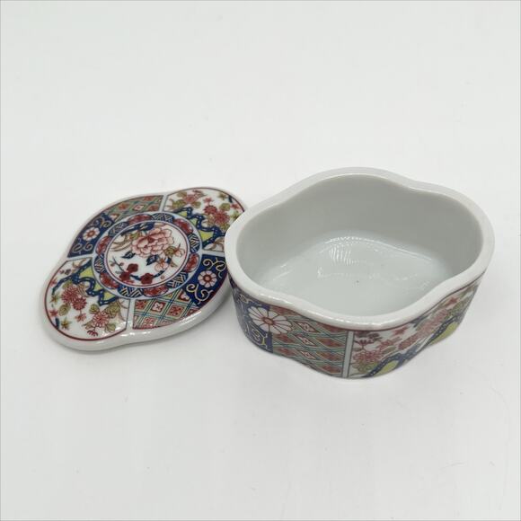 Vintage Japanese Imari Empress Porcelain Floral Print Trinket Box - Picture 4 of 7